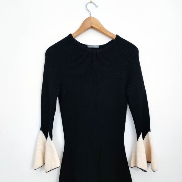 Alexander McQueen Merino Wool Bell Sleeve Colorblock Knit Dress Small - Picture 4 of 11